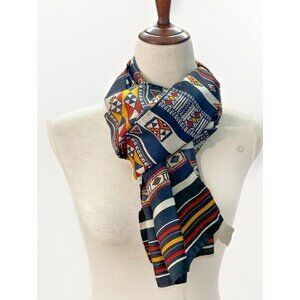 Vintage Smithsonian Institution Silk Tribal Print Scarf Made In Italy Rectangle